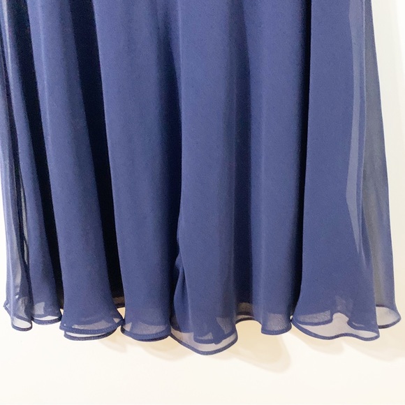 Donna Ricco Silk Midi Dress Sheer Overlay Draped Front Gathered Collar Bodice 💙 - Picture 9 of 12